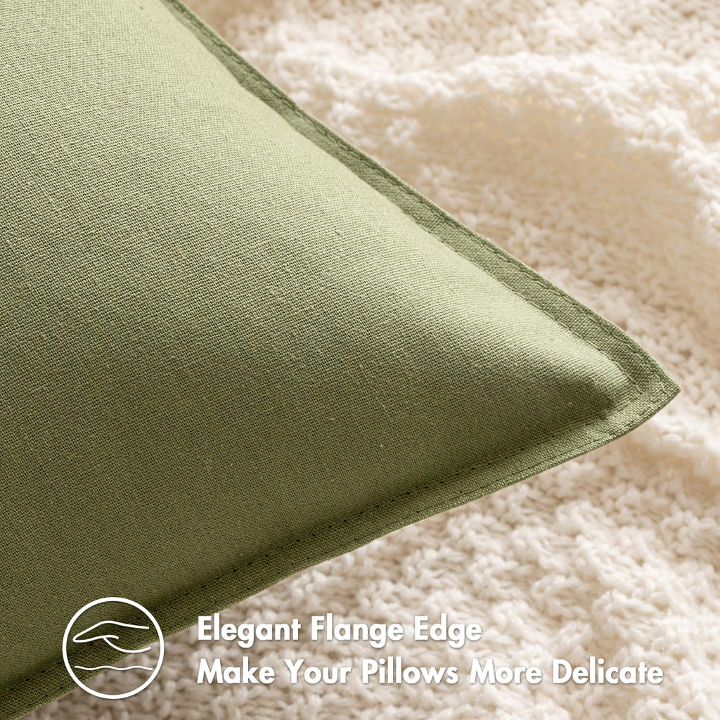 Pack of 2 Decorative Linen Pillow Covers 20x20 Inch Sage Green