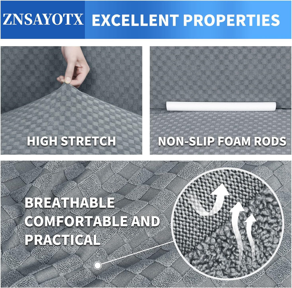 1 Piece Jacquard Couch Covers for 3 Cushion Couch Living Room High Stretch Sofa Cover Pets Dogs Friendly Anti Slip