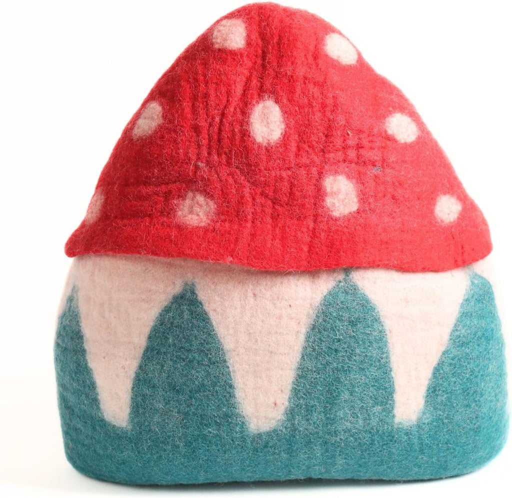 Mushroom Shaped Felt Cat Cave- Wool Cat House Using Pure Natural Wool