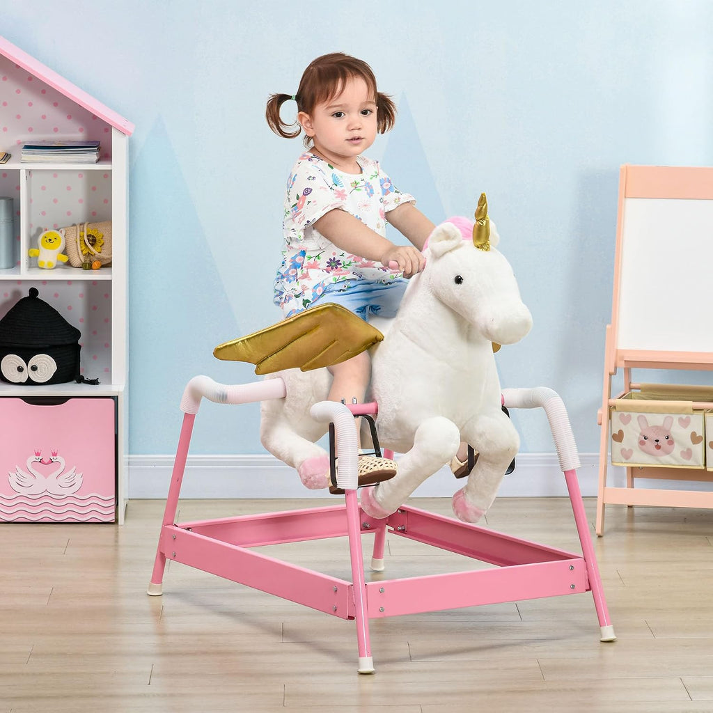 Kids Spring Rocking Horse Ride on Horse for Girls and Boys Pink