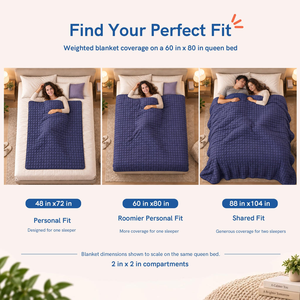 Exclusive Cooling Weighted Blanket with Bamboo Viscose, Smallest Compartments with Glass Beads, Bed Blanket for One