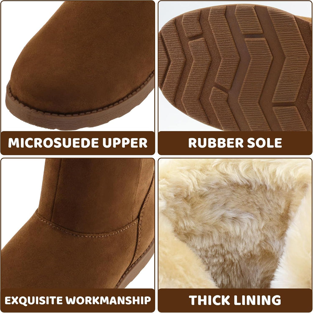 Girls Warm Winter Snow Boots for Little/Big Kids Fuzzy Faux Fur Lining Bootie Shoes with Zipper