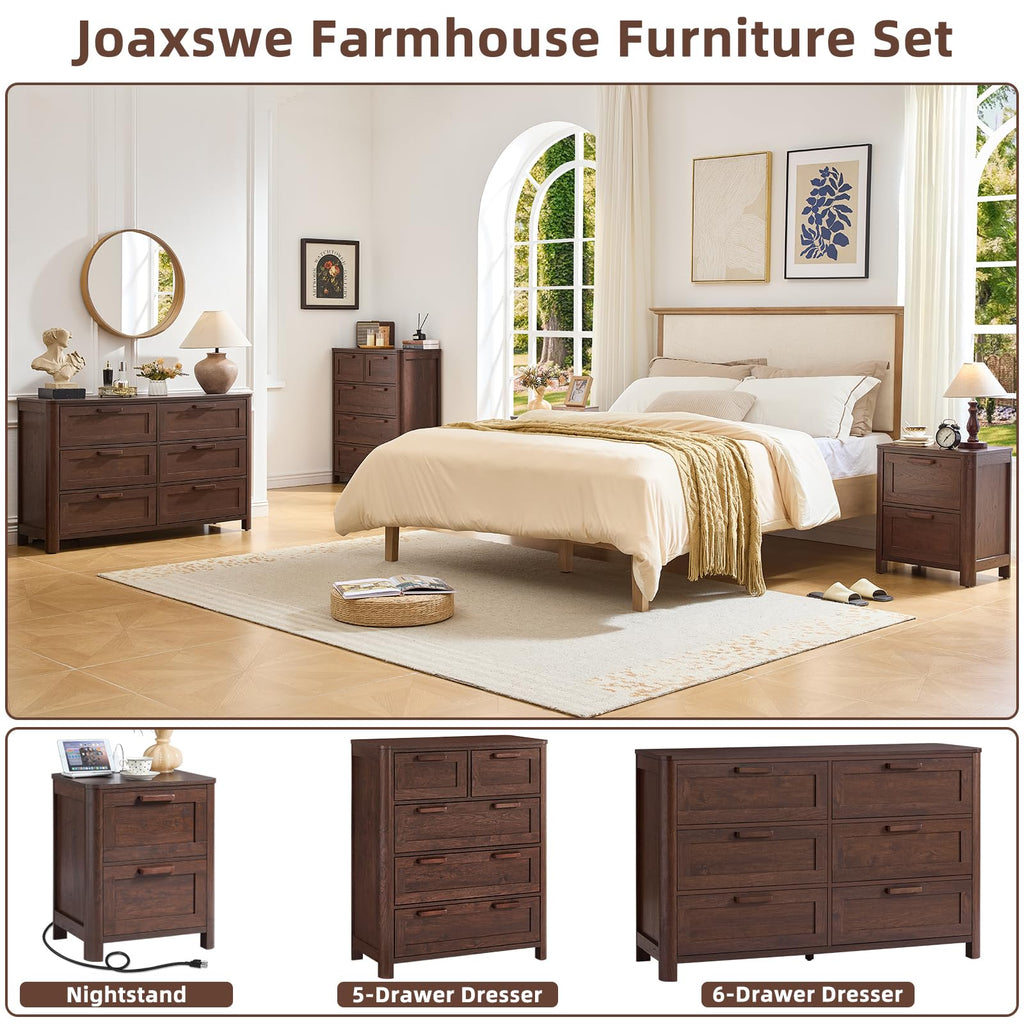 Farmhouse 6 Drawer Dresser, Walnut
