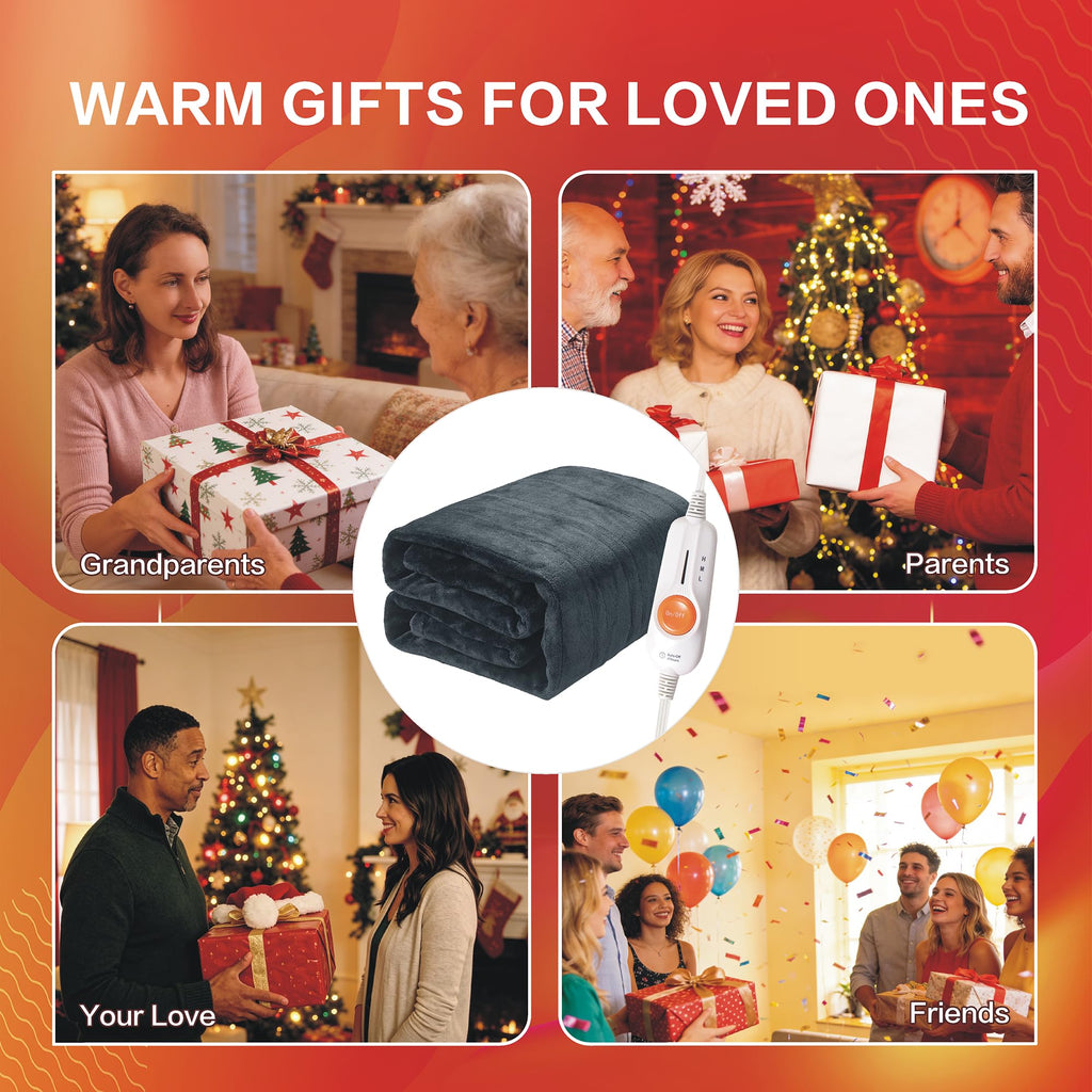 Heated Blanket Throw, Soft Double Flannel Electric Heating Blanket
