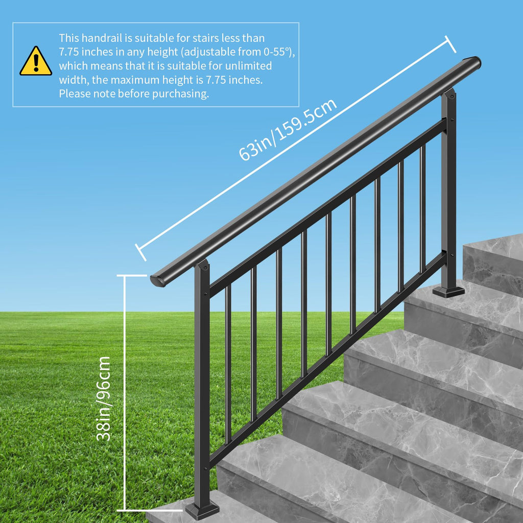 Adjustable Hand Rails for Outdoor Steps, 5‐Step Stair Railing Kit