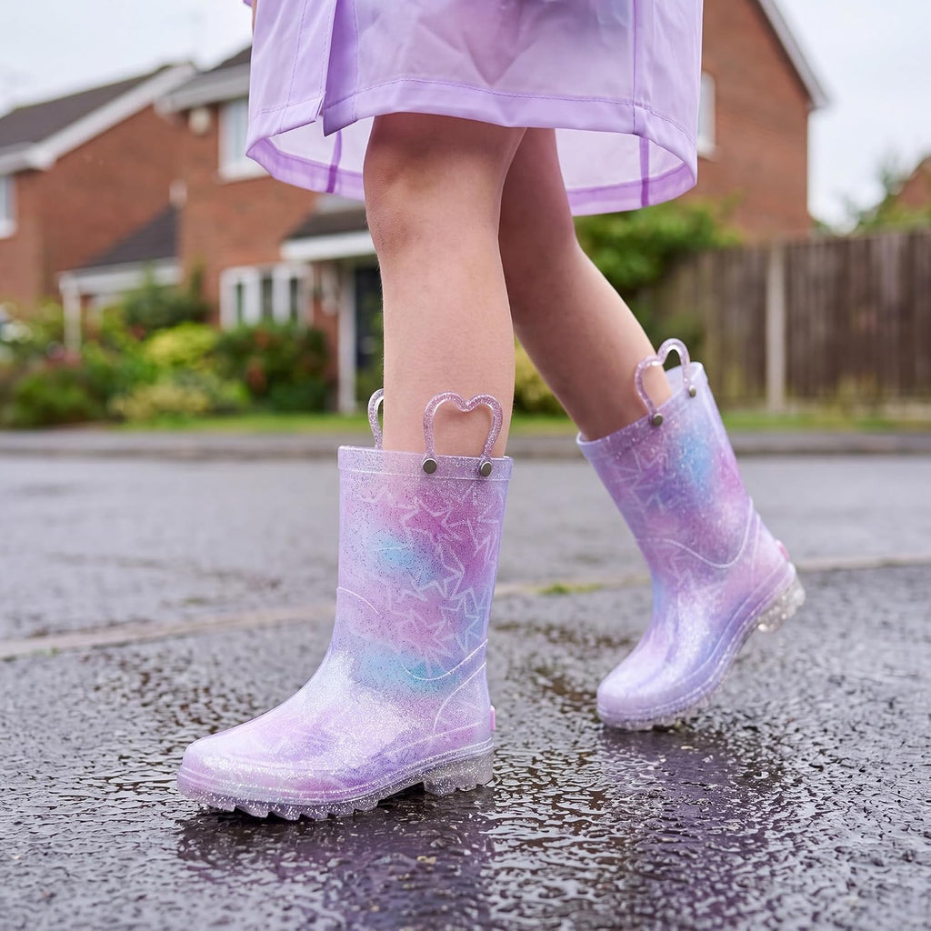 Girls Light Up Rain Boots for Toddler Kids Glitter Boots