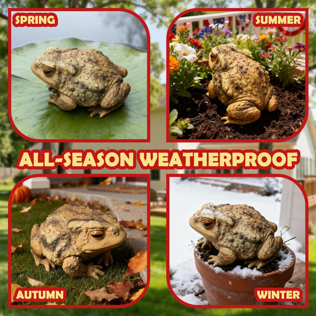 Toad Frog Figurine for Outside Garden Resin Statue Outdoor