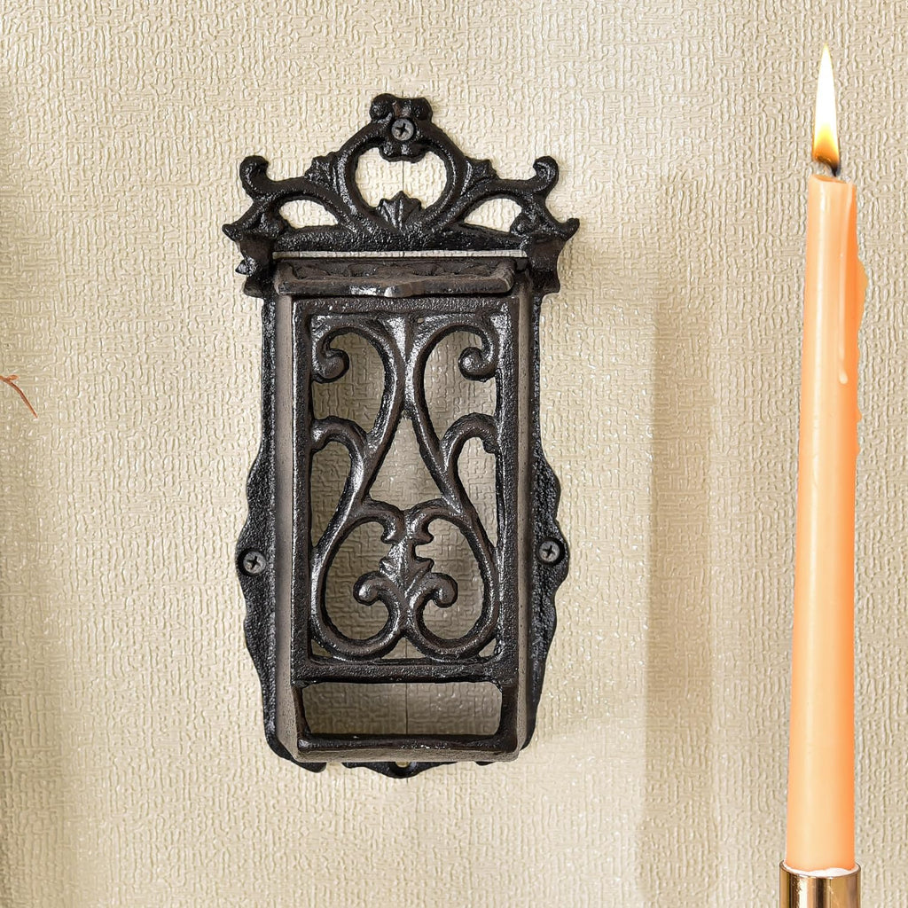 Cast Iron Vintage Match Holder - 9 Inches Hollow Design