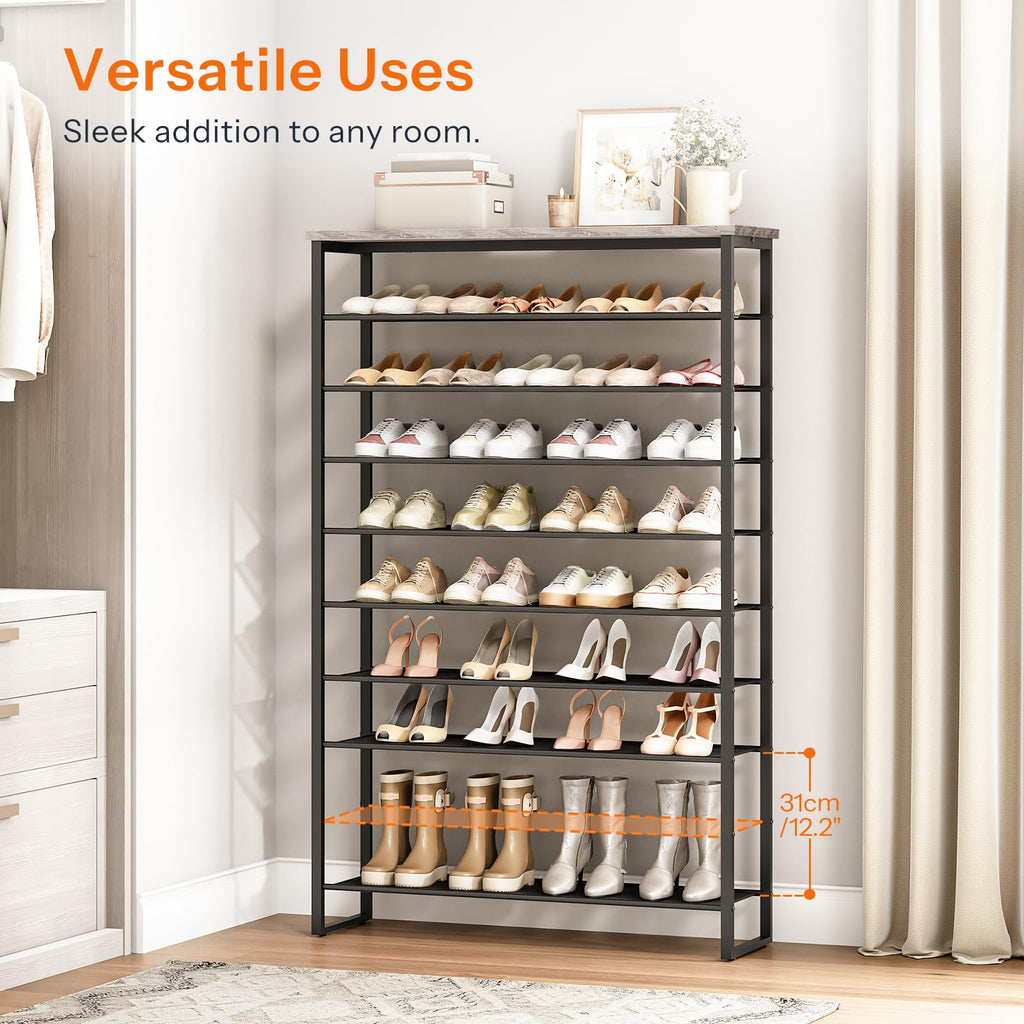 10-Tier Shoe Rack, 39.4" L Shoe Storage Organizer, Large Capacity Shoe Shelf for Closet, Front Door Entrance
