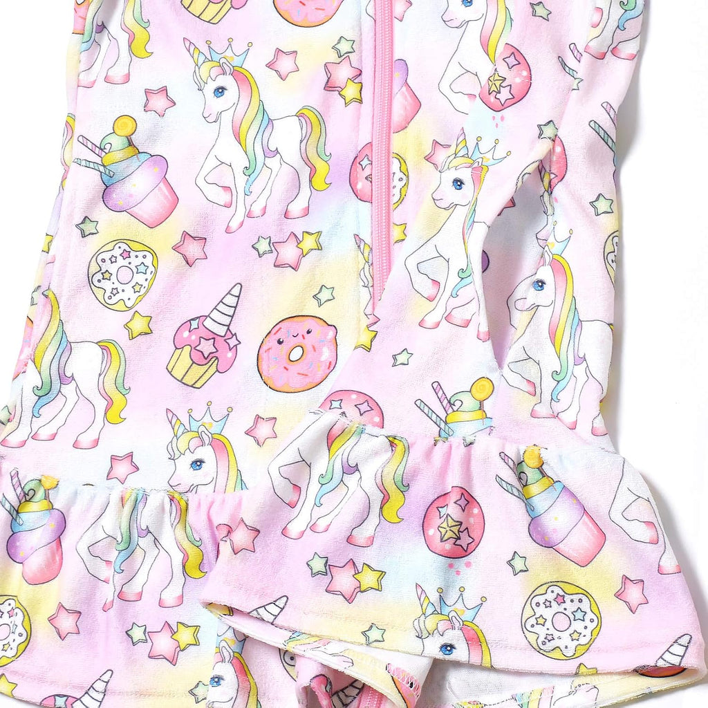 Girls Hooded Zip Terry Coverups Swim Beach Cover-Up Cotton Summer Short Sleeve