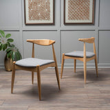 Francie Fabric with Oak Finish Dining Chairs, 2-Pcs Set, Grey / Oak