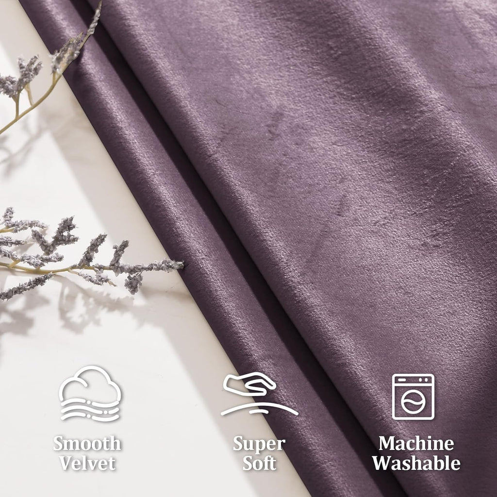 Luxury Velvet Curtains 84 inch Length Thermal Insulated Room Darkening Rod Pocket Curtains for Living Room/Sliding