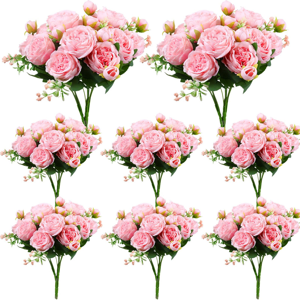 8 Bundles Artificial Peonies Flowers, Pink