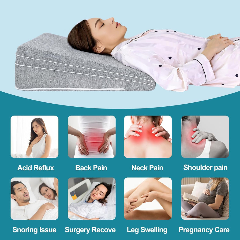 Adjustable Bed Wedge Pillow for Sleeping, Triangle Incline Wedge Pillow for Back Reduce Pressure, Memory Foam Pillow