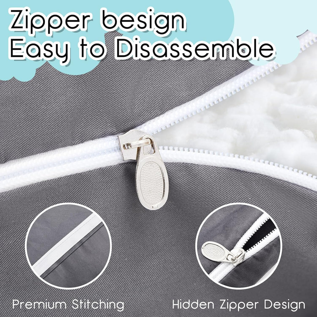 3 Pcs Pregnancy Pillow Cover U+J Shaped Full Body Pregnancy Pillow Case Cover, Soft Breathable Cotton Maternity, Fit