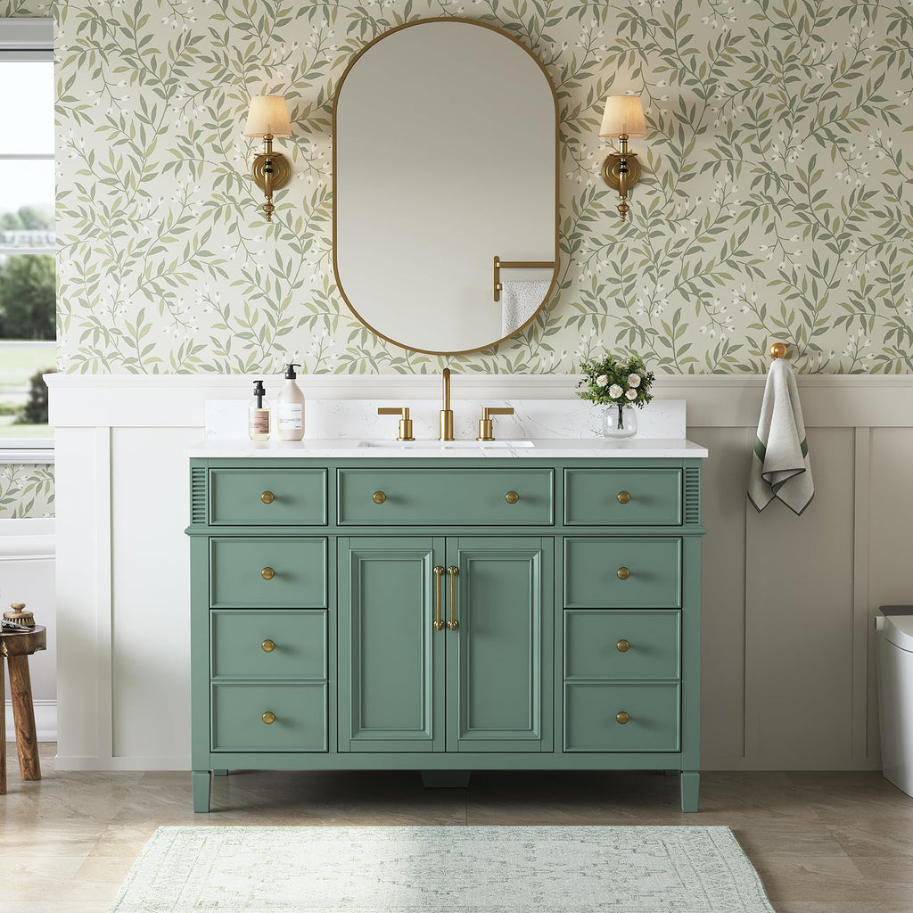 48" Bathroom Vanity with Sink, Fully Assembled, Sea Green