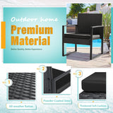 3 Pieces Outdoor Patio Wicker Furniture Set