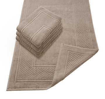 Towels Beige Bath Mat - 100% Cotton Set of 4 Absorbent Bathmat - Bathroom Mats Quick Dry Bath Mats s (22x34 Inches)