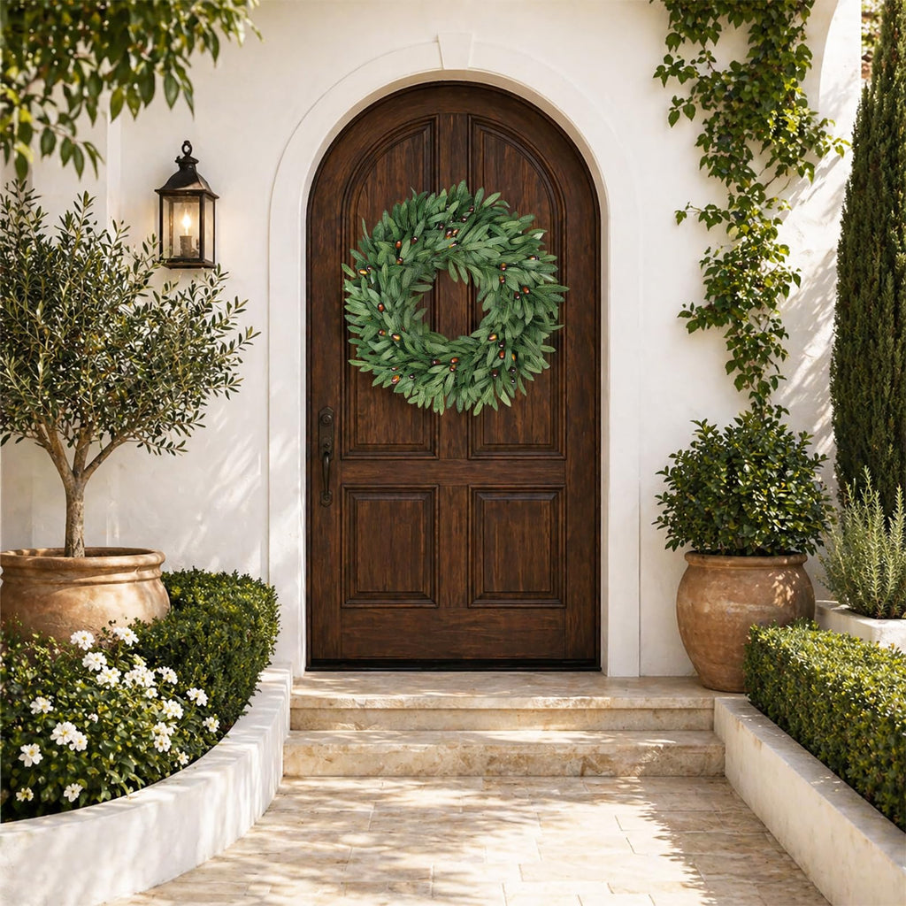 22 Inch Eucalyptus Olive Wreaths for Front Door with Olives