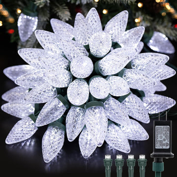 C9 LED Christmas Lights Outdoor,33 Feet 50 LED 8 Lighting Modes Waterproof Connectable Christmas String Lights for