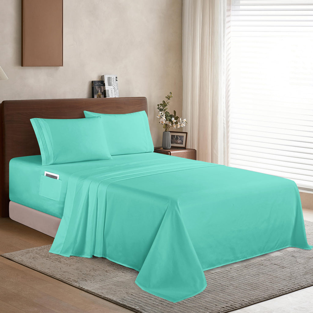 Luxury 1500 Premium Hotel Quality Microfiber 4-Piece Sheet Set - Soft, All Around Elastic 18-24 Inches Deep Fitted