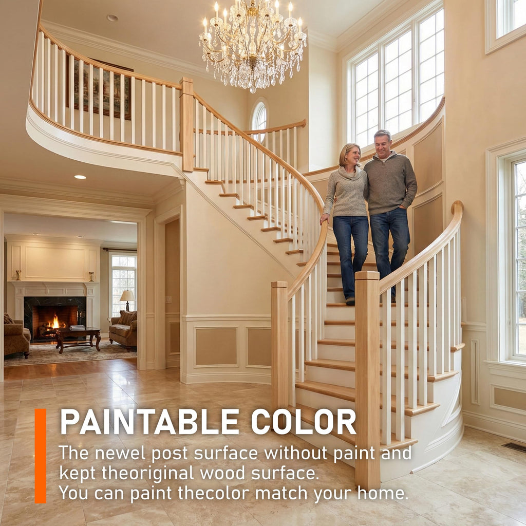 Stair Newel Post Kit 3"x3"x48" with Hardware & 2 Wood Plugs for a Hidden