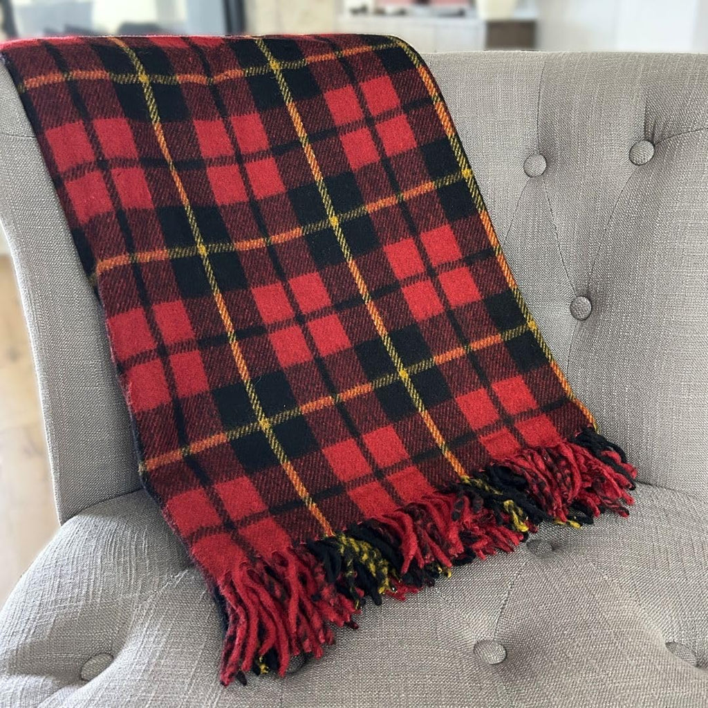 Tartan Fall Plaid Wool Blanket - Scottish Winter Throw (Wallace)