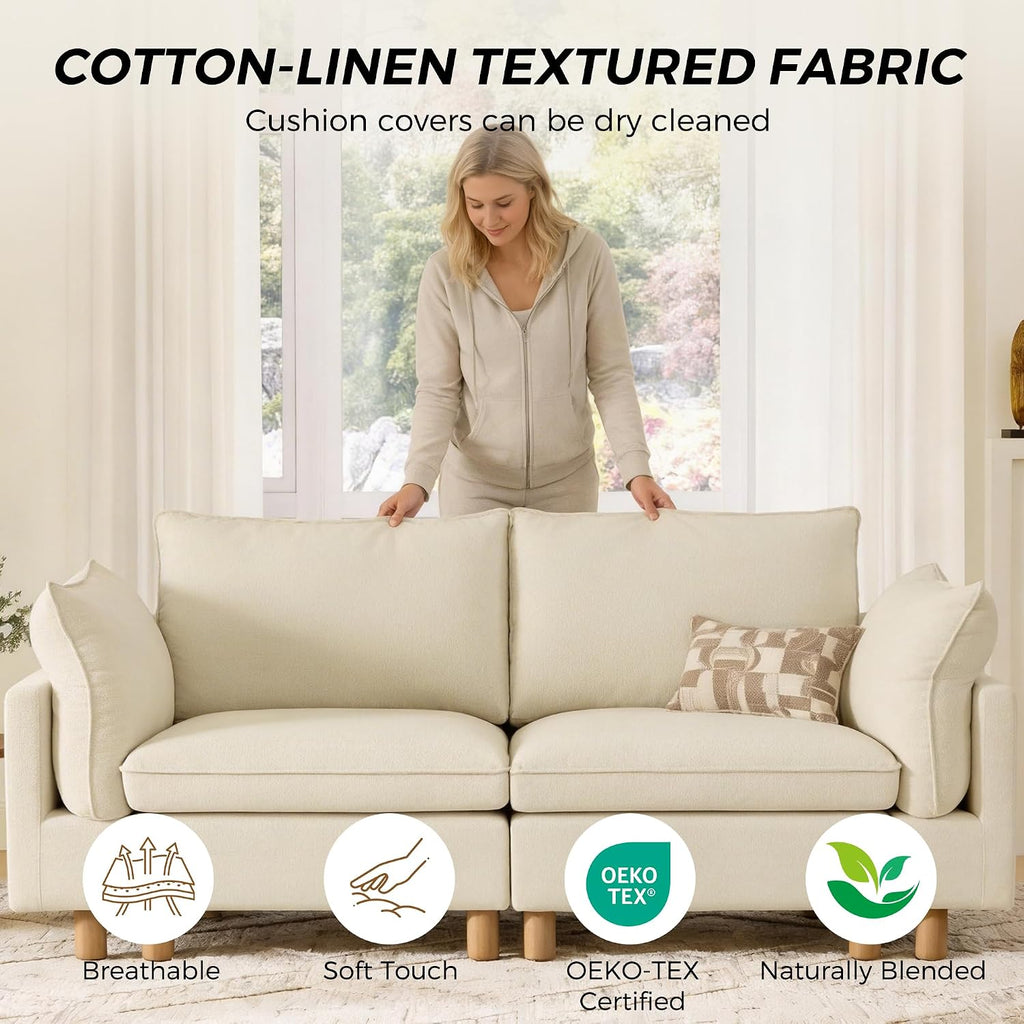127" Super Large Sectional Couches , Modular Cloud Couch Sectional Sofa, Premium Fabric Couches, Down Filled, High