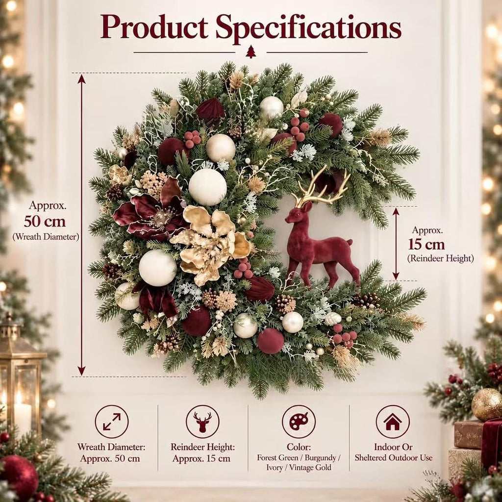 Christmas Wreath, Artificial Wreath Indoor Outdoor Holiday Decor