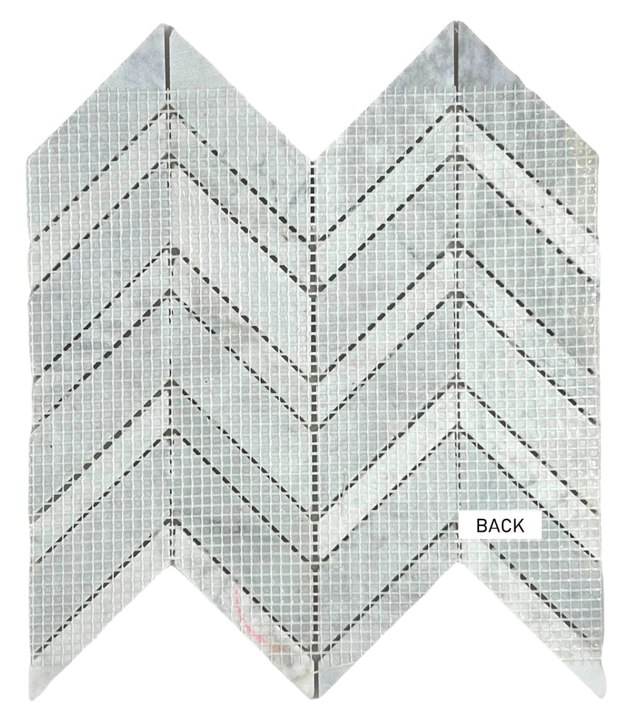 Carrara Premium Marble Chevron Mosaic Tile - Polished, 1 Sheet Backsplash, Bathroom Shower, Fireplace, Entryway