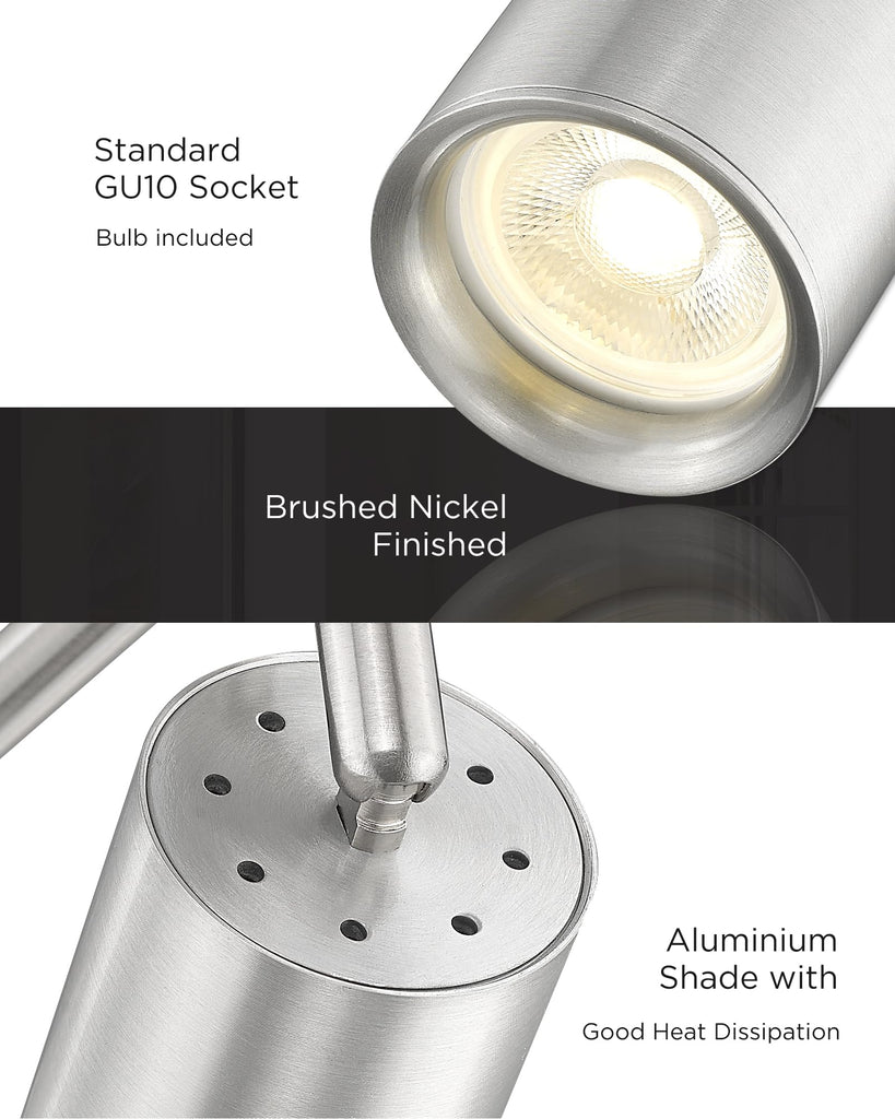 3000K LED Track Lighting, 53" Modern Track Lighting Kit, Come with Bulbs, Brushed Nickel Finish, GU10 Base