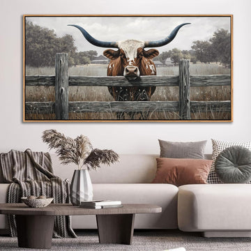 Highland Cow Wall Art - Rustic Farmhouse Wall Art for Country Wall Decor, Vintage Artwork for Walls, Framed Pictures