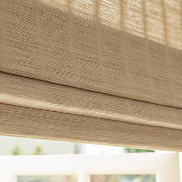Bamboo Roman Shades, Easy Installation Oatmeal Woven Wood Shades, Cordless Custom Blackout Bamboo Window Shades for Doors Windows