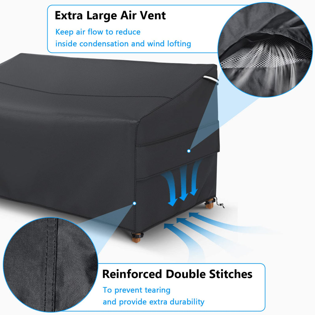 3-Seater Outdoor Sofa Cover Waterproof, 79" L×37" D×35" H, Black