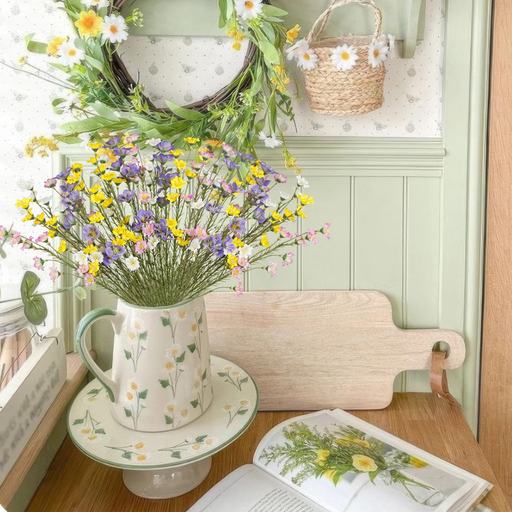 16 Pcs Artificial Wildflowers with Stems Bulk Silk Spring Flowers Floral Picks 21inch Fake Forsythia Branches Faux