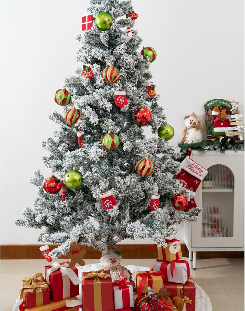 4 Inch Large Christmas Ball Ornaments, 12PCS Shatterproof Red, Green, Gold Christmas Ornaments - Classic Polka Dot