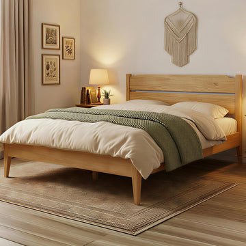 Solid Wood Japanese Frame, 15-Mins No-Tool Easy Assembly, Rock-Solid 1100 Lbs Support, Solid Sustainable