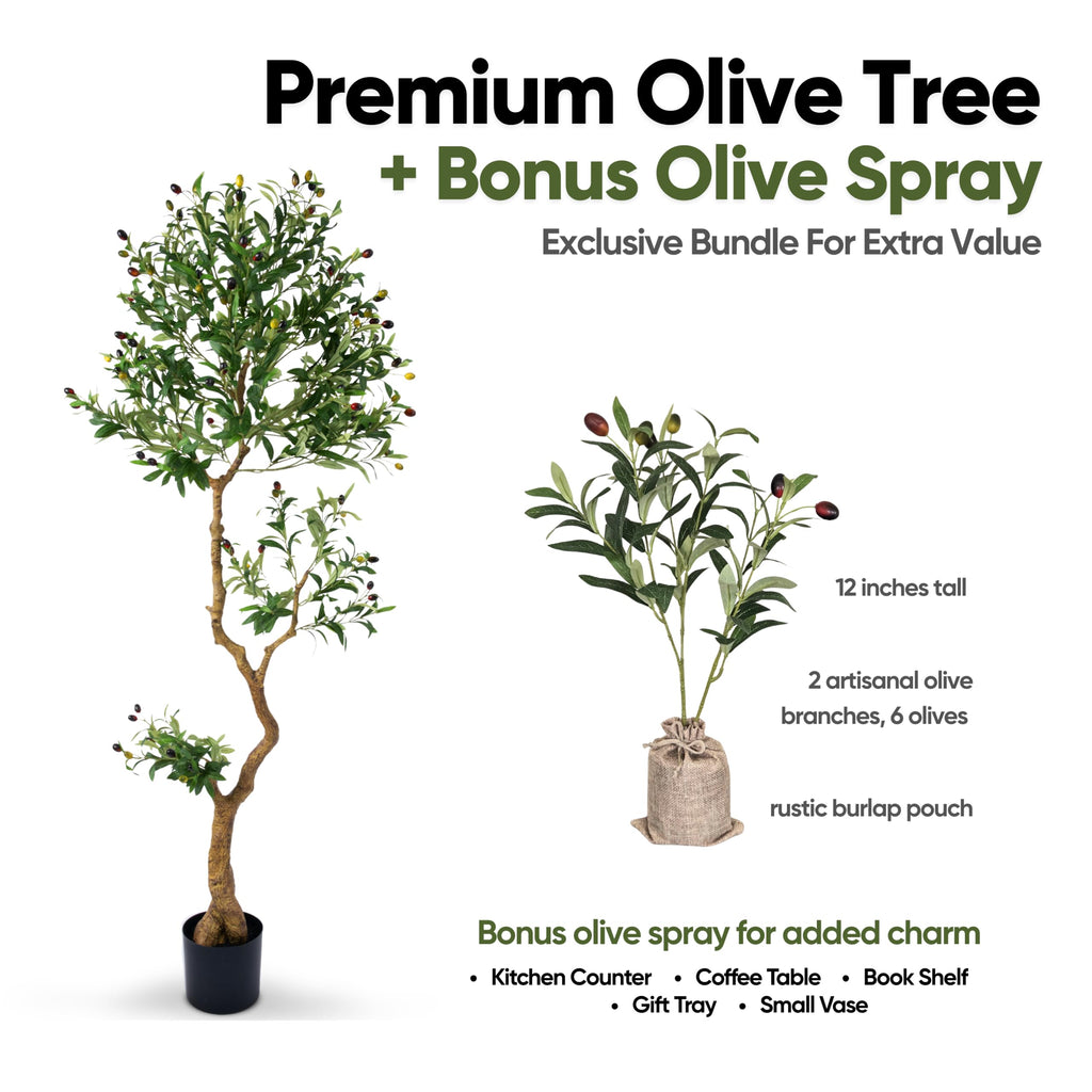 Fake Olive Tree 6.0 Feet - Artificial Plants Indoor, Faux Olive Tree, Fake Tree Decor, Faux Trees Indoor - Tall