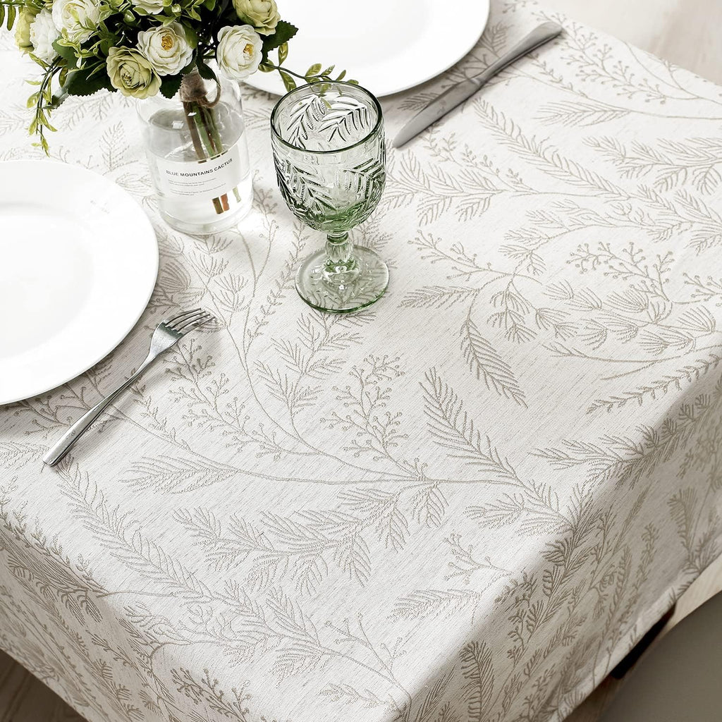 Elegant Damask Tablecloth for 8 Foot Large Rectangle Tables, Wrinkle and Stain Resistant Washable Fl