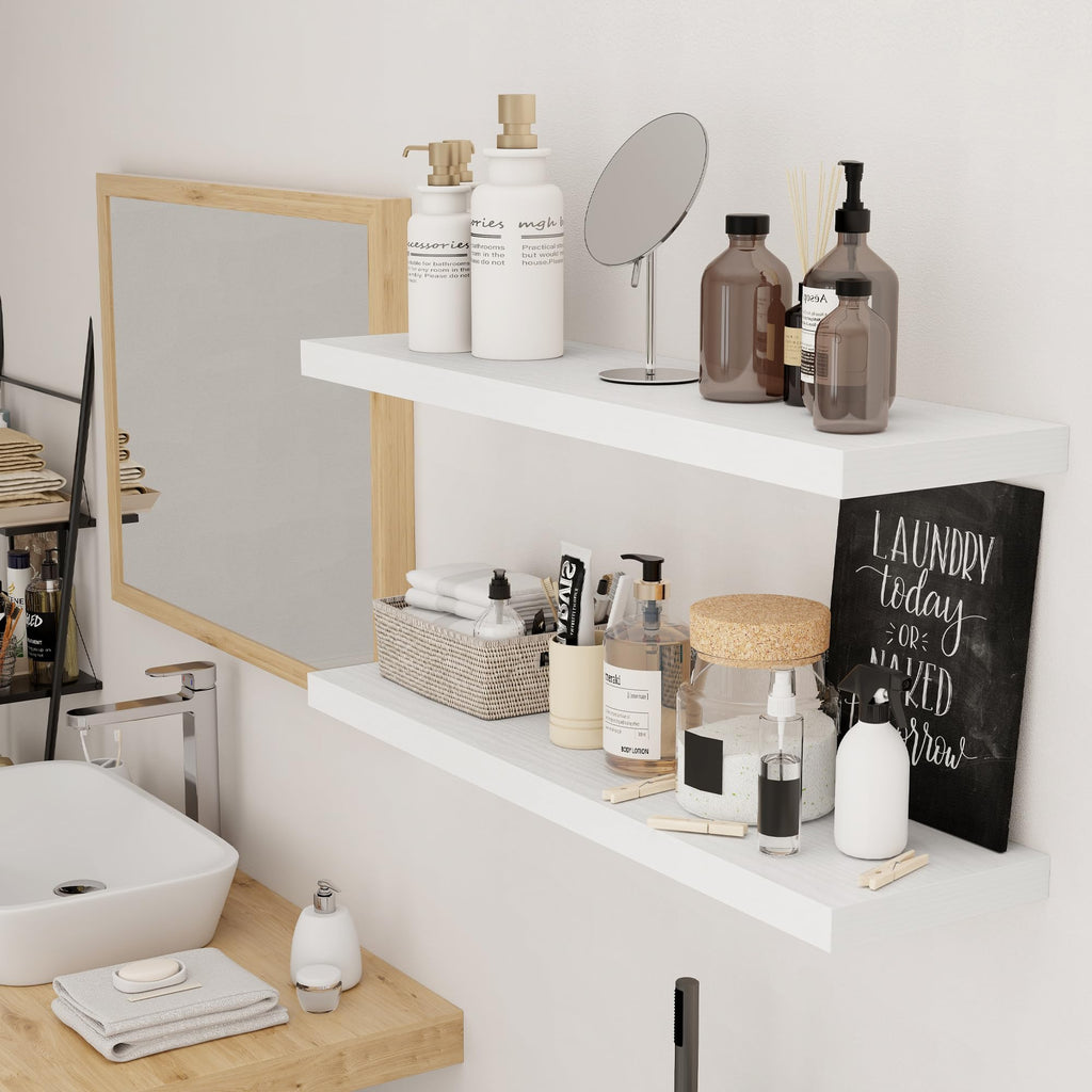 Floating Shelves for Wall, 36 inch White Wall Shelves Set of 2