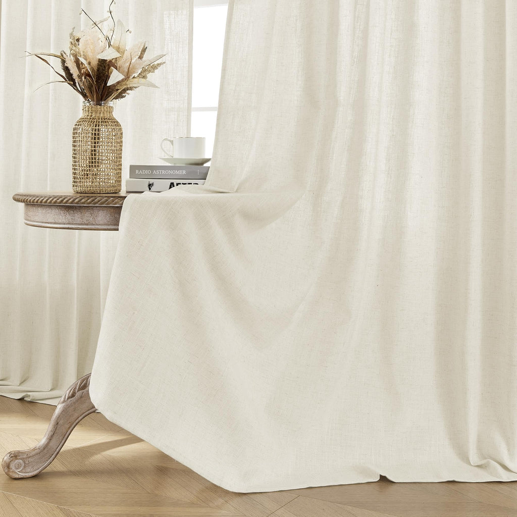 Linen Curtains 2 Panel Set, Light Filtering, Ivory on Linen Curtains 84 Inch Curtains, Cream Drapes 84 Inches Long