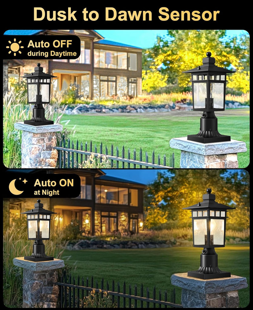 Dusk to Dawn Outdoor Post Lights,Black Waterproof Lamp Post Light Fixture