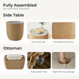 5 Pieces Patio Wicker Furniture Set, Outdoor Rattan Bistro Set with Removable Thickened Cushions