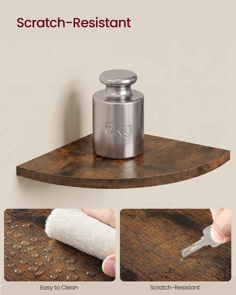 Floating Corner Shelves, Set of 2, 6 x 6 x 0.5 Inches
