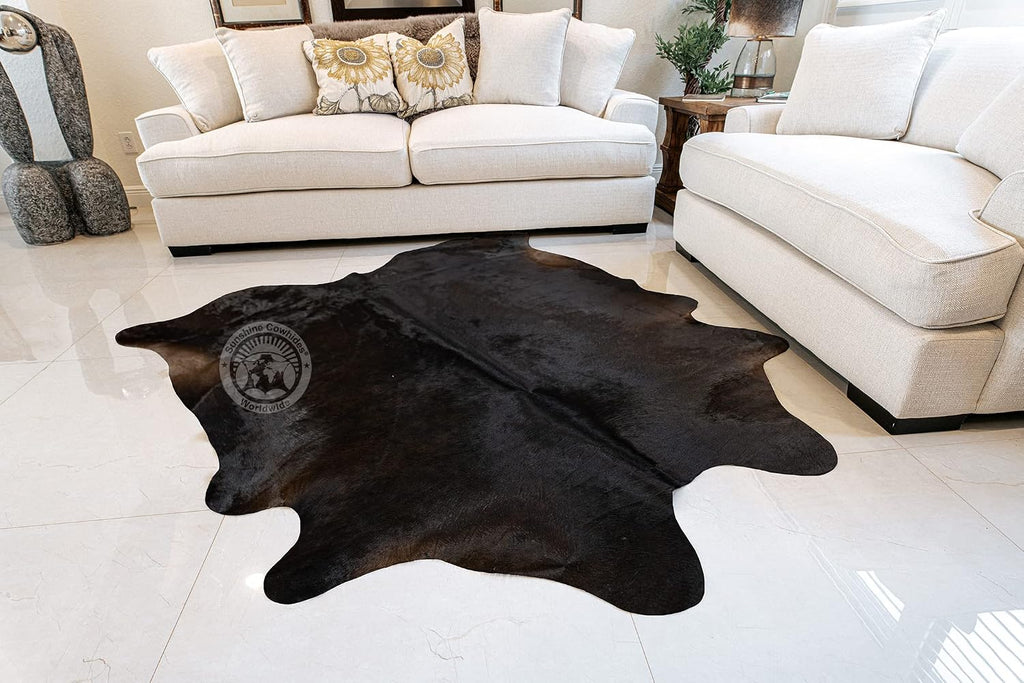 100% Genuine Dark Chocolate Brown Cowhide Rug - Modern Style Animal Skin Rug & Floor Carpet & More - Extra Large