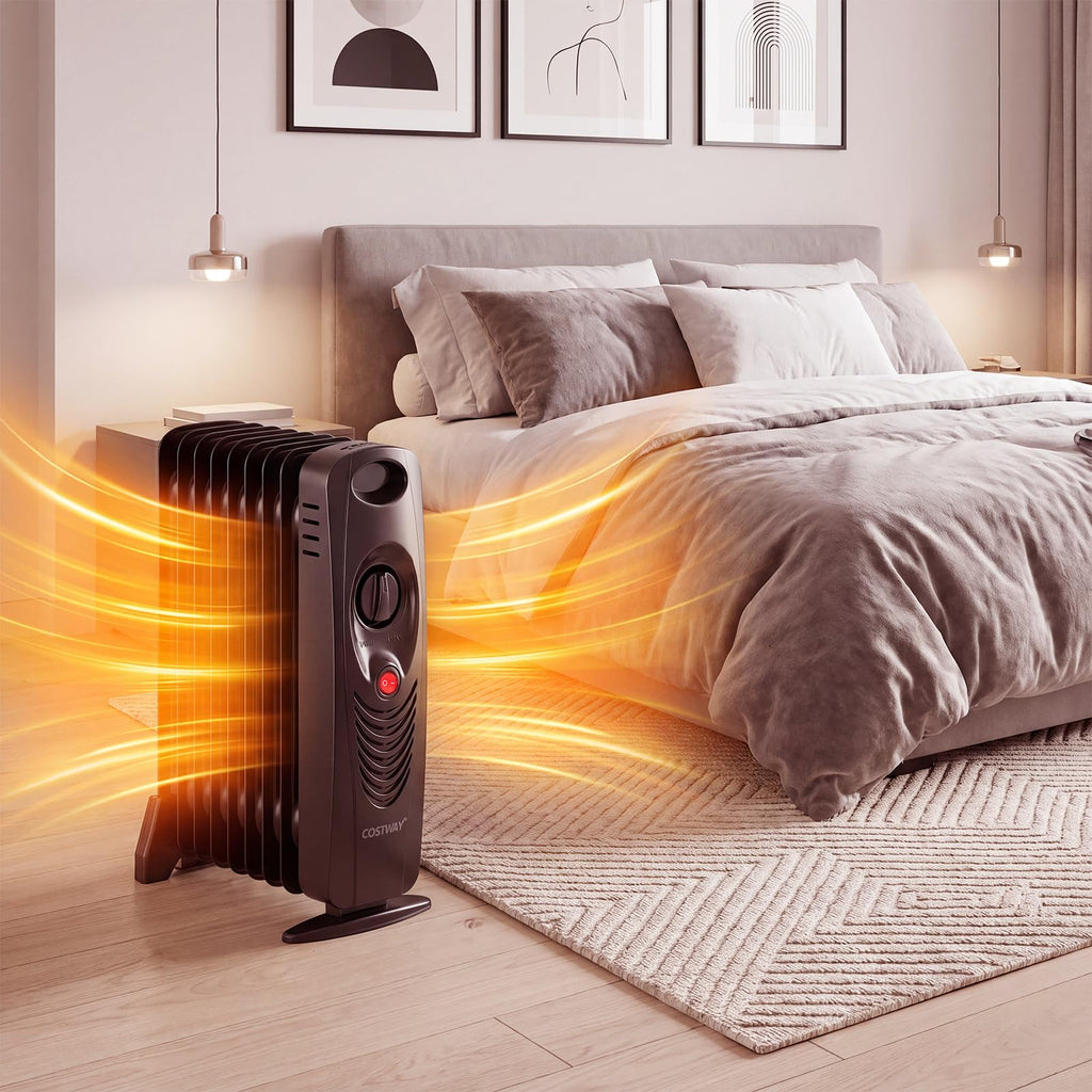 Oil Filled Radiator Heater, 700W Portable Space Heater (Black)