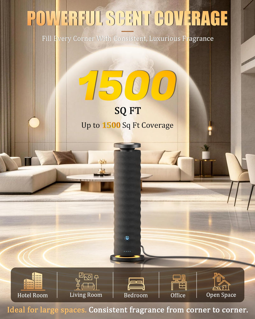 Waterless Essential Oil Diffuser, 120mL, 4 Oils, Remote, Black