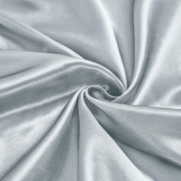 Silver Satin Fabric by The Yard, 60" Wide Shiny & Soft Charmeuse Silky Satin Fabric for DIY Craft, Wedding