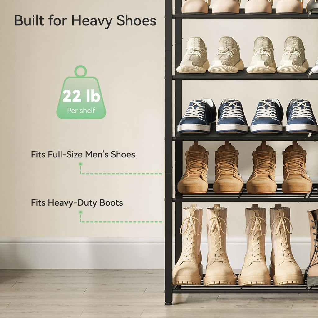 Shoe Rack for Closet, Metal Shoe Organizer, 10 Tier Garage Shoe Rack Max Holds 50 Pairs, Shoe Storage Shelf, Entryway