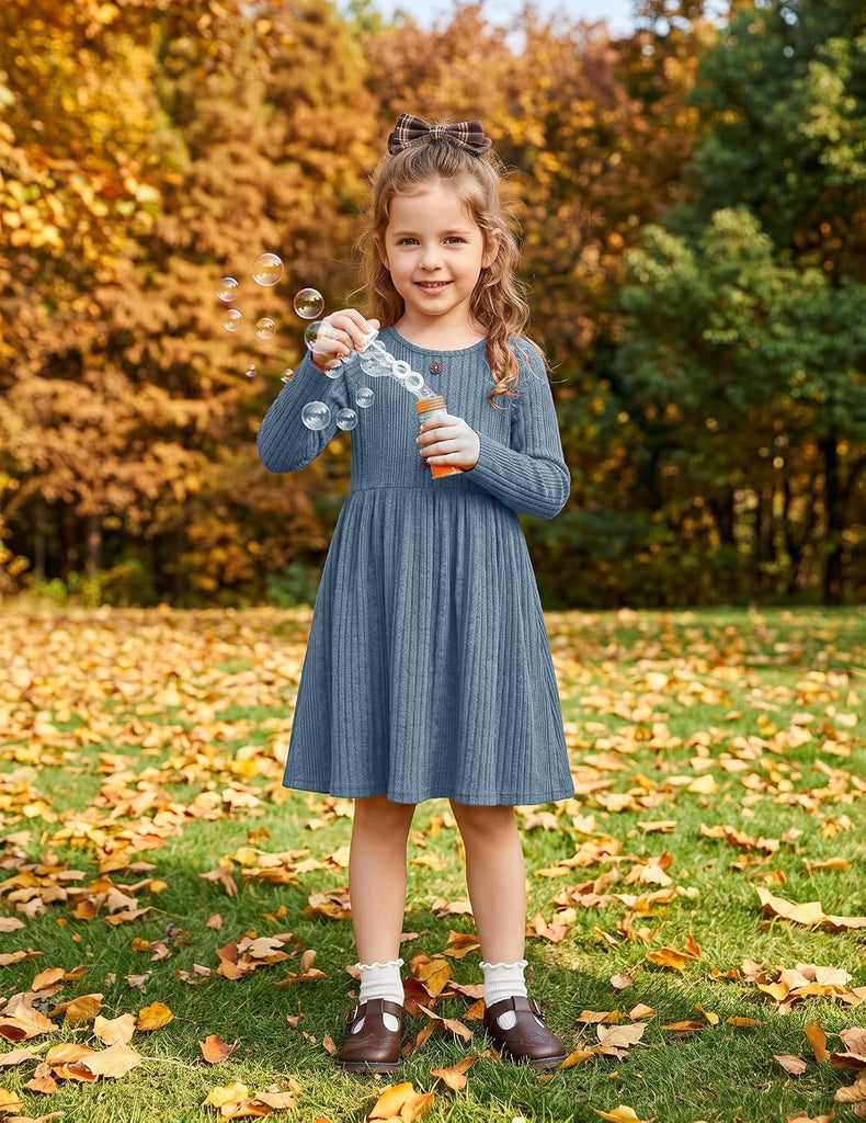 Toddler Girls Sweater Long Sleeve Knit Fall Winter Dresses